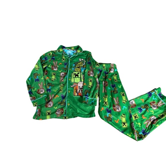 Minecraft Other - minecraft PJ Pajama set Size 10/12  youth boys 2 piece green Fleece Polyester